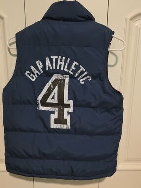 GAP Navy Puffer Vest with Graphic Reversible